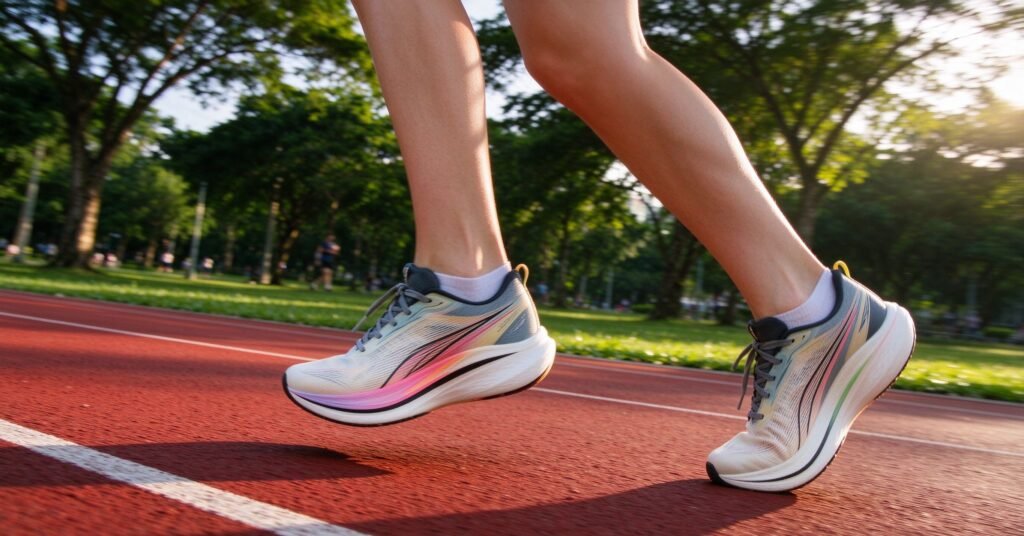 best running shoes women Malaysia - woman running on track